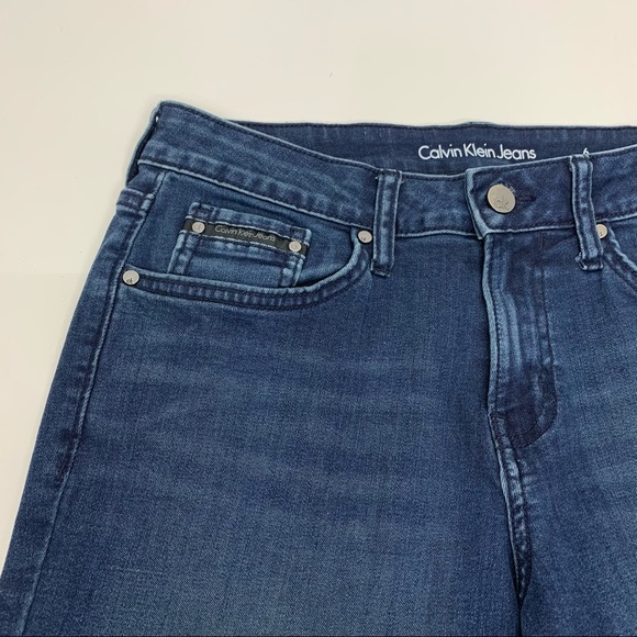 Calvin Klein Jeans City Short Dark Wash Blue Denim Bermuda Jean Shorts Size 6 - Picture 4 of 14